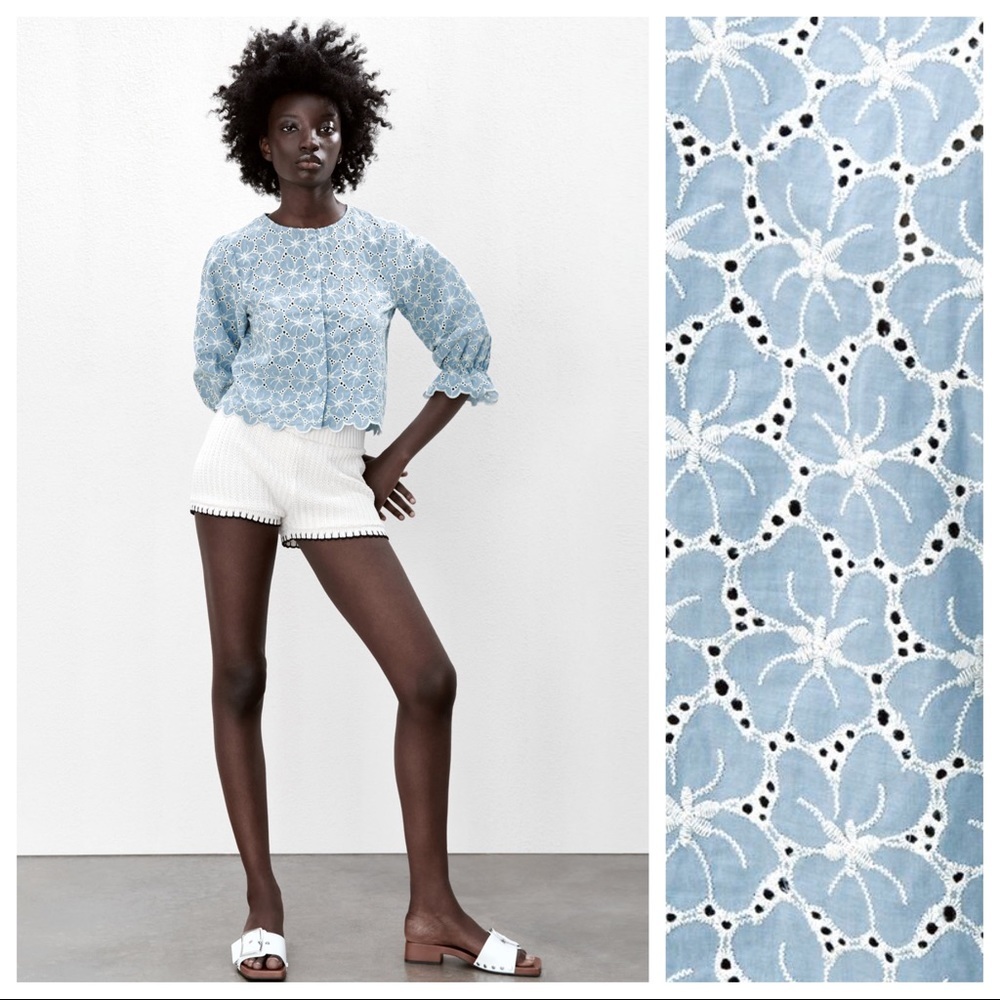 Zara Light Blue Floral Blouse